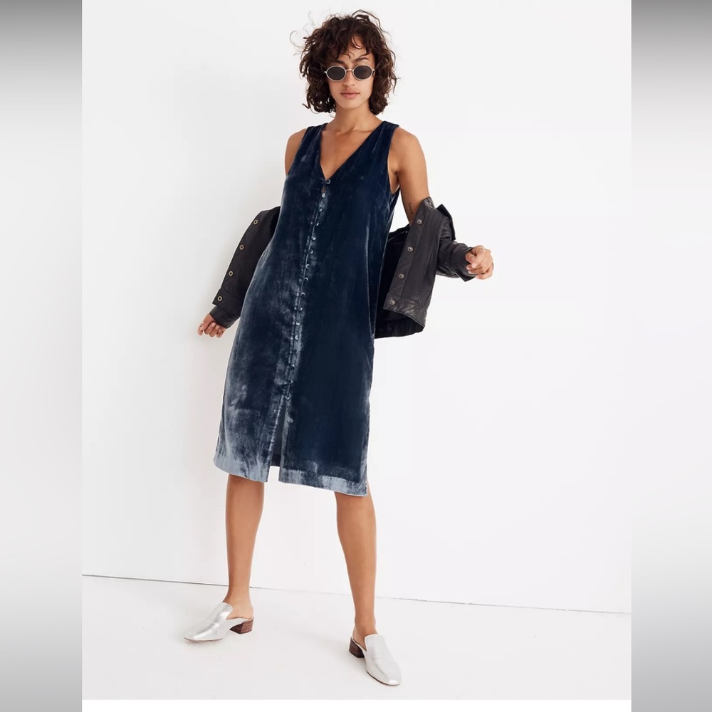 Madewell Velvet Button-front Midi Dress